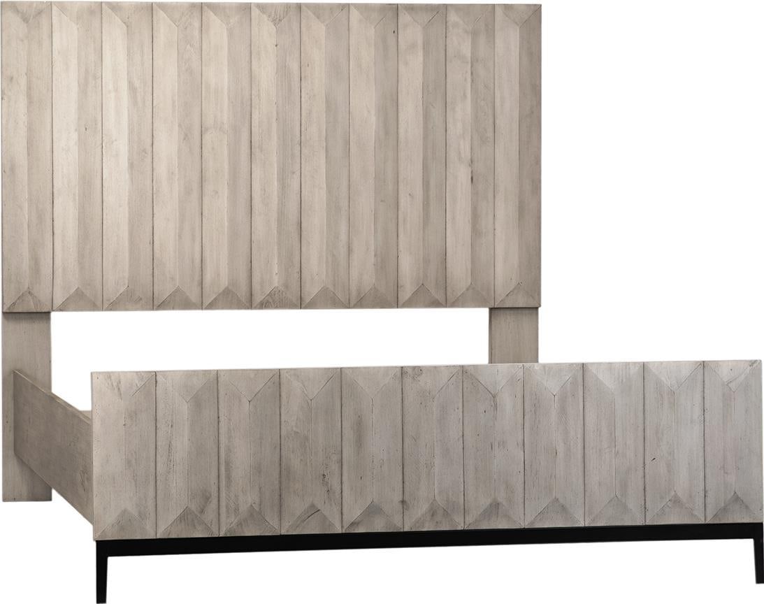 Rustic Eastern King Bed Metal Base Solid Pine Aldwell Collection