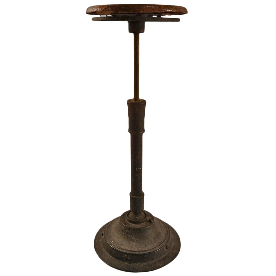 Rustic Industrial Swivel Adjustable Stool with Wood Seat and Iron Base (1 of 8)