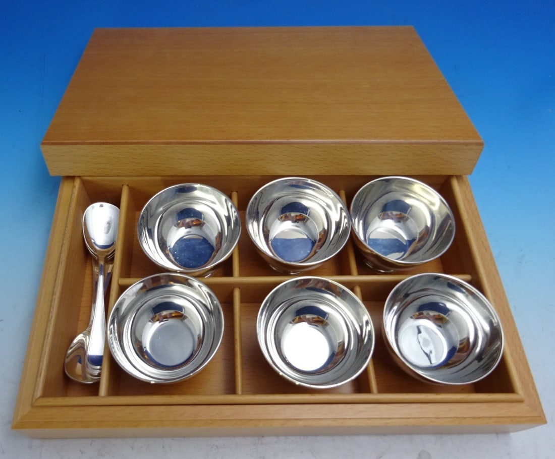 Pampaloni Olympia Sterling Silver Ice Cream Gelato Bowl Shovel Set of 6 (1 of 11)