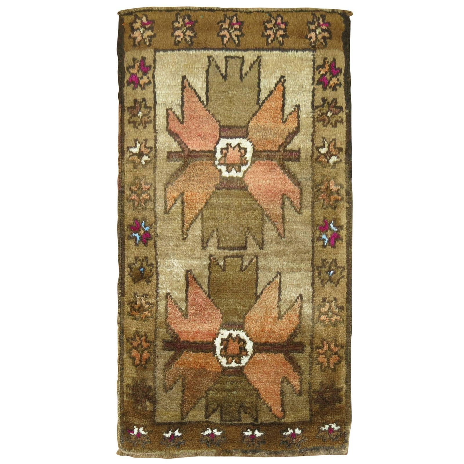 Vintage 20th Century Turkish Kars Hand-Woven Wool Rug 2 x 3'6'' (1 of 4)