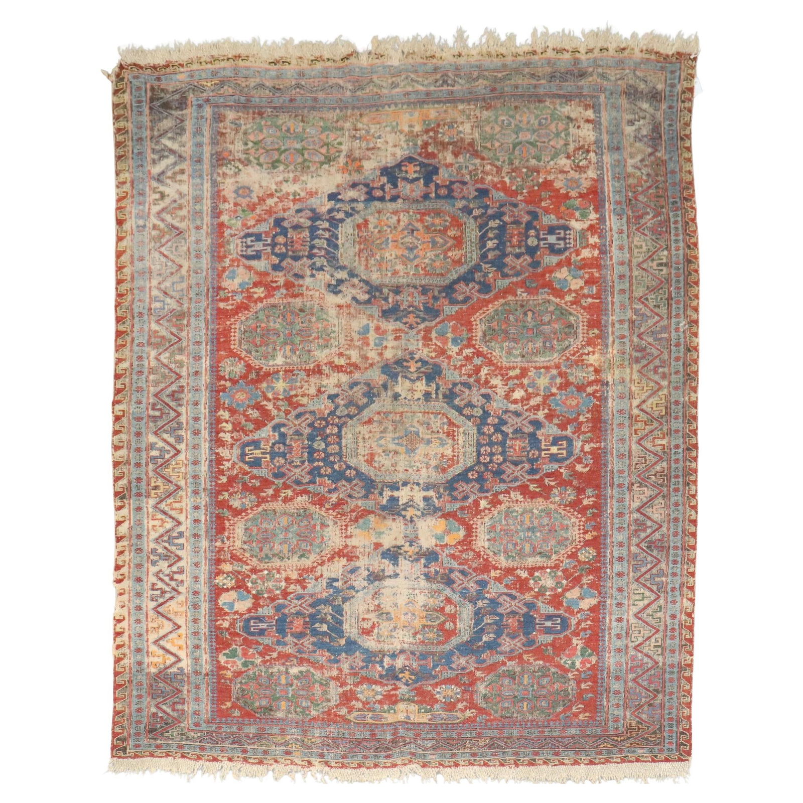Mid-19th Century Antique Caucasian Soumac Flatweave Rug Wool Hand-Woven Iran 64 x 74 (1 of 9)