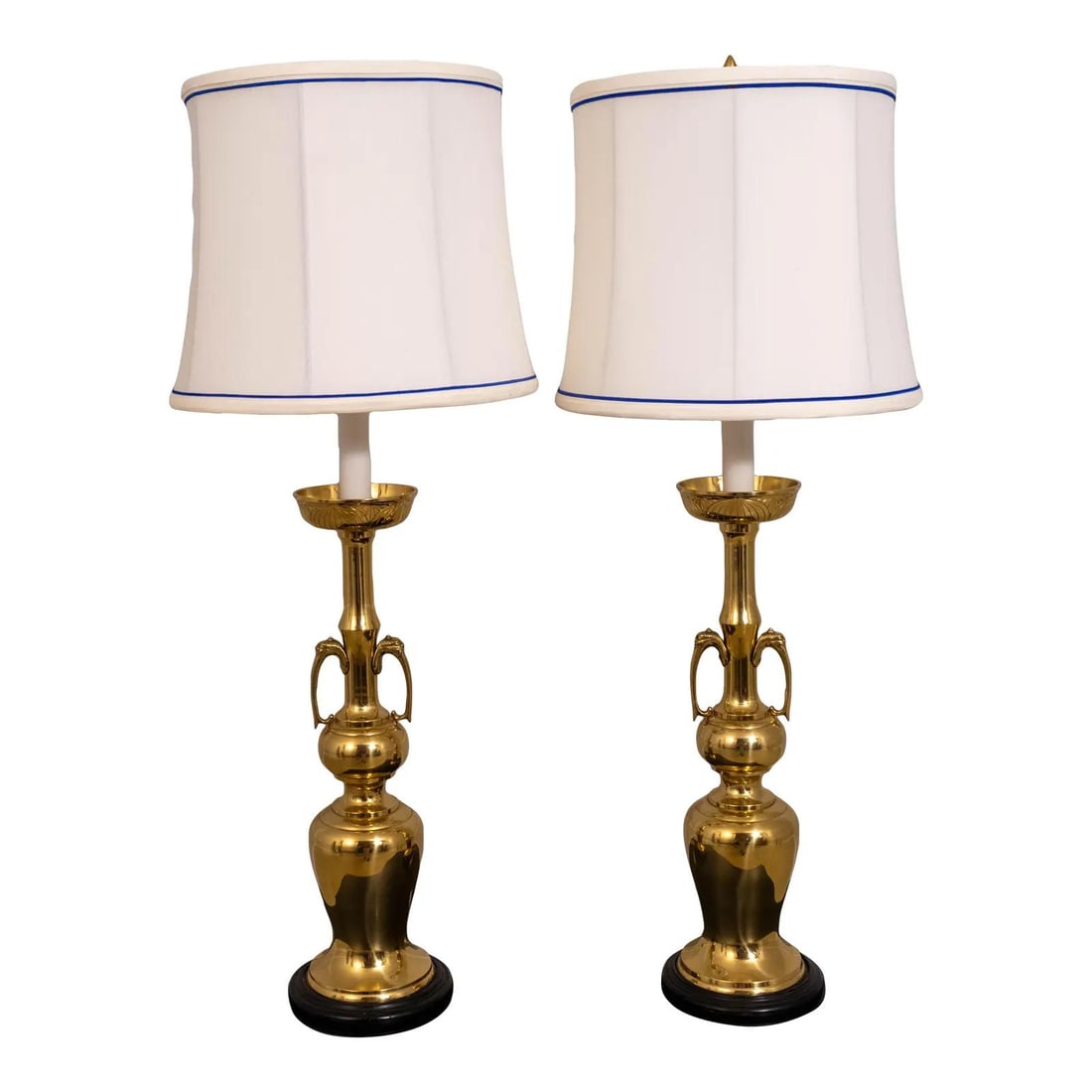 Pair of Brass Table Lamps in Hollywood Regency Aesthetic (1 of 10)