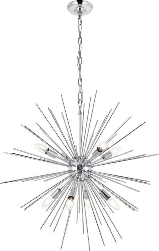 Timber Chrome Pendant Light by Elegant Lighting Mid-Century Modern: Timber Chrome Pendant Light by Elegant Lighting Mid-Century Modern Illuminate your space with the Timber Chrome Pendant Light, a stunning addition to any mid-century modern decor. This elegant pendant