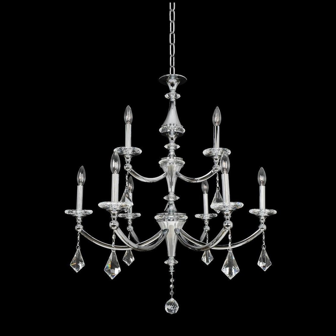 Kalco Floridia Modern Classic 9-Light Chandelier in Solid Brass and Crystal: Kalco Floridia Modern Classic 9-Light Chandelier in Solid Brass and Crystal Illuminate your space with this stunning Modern Classic Chandelier, expertly crafted from solid brass and adorned with Firen