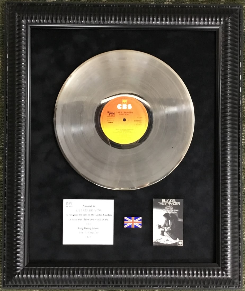 Billy Joel The Stranger Platinum Record Award Liberty DeVitto 1978 Framed (1 of 6)