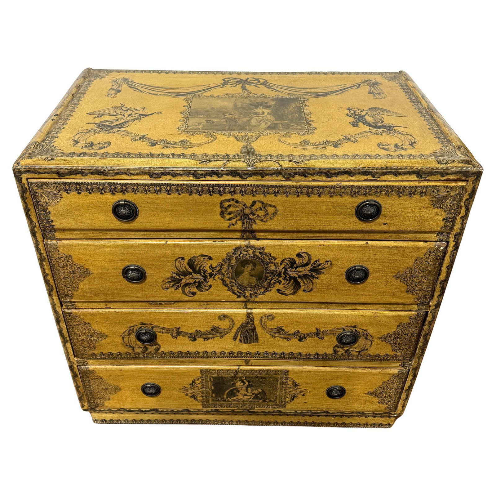 Louis XVI Style Venetian Chest Four Drawer Early 20th Century Decoupage (1 of 15)