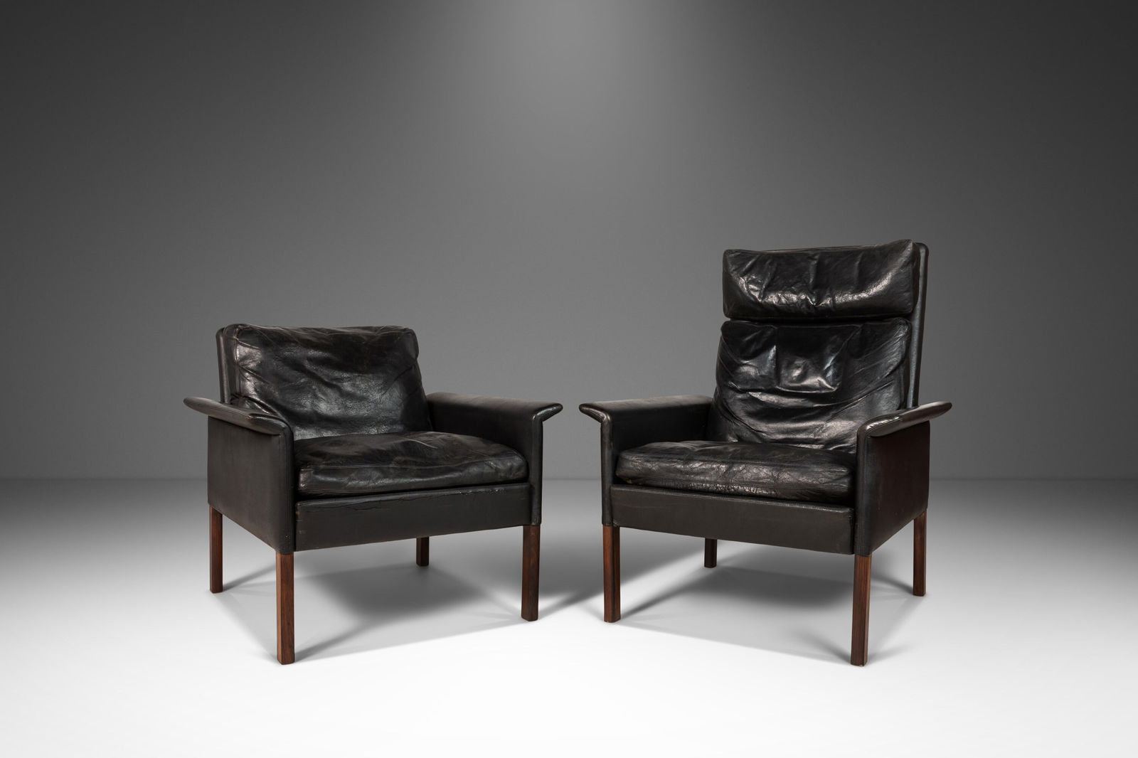 Hans Olsen Model 500 Lounge Chairs Set in Rosewood and Vintage Leather 1960s Denmark (1 of 10)