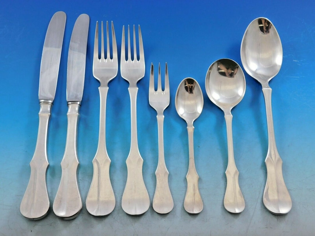 Robbe & Berking Alt Kopenhagen 87-Pc 800 Silver Flatware Set for 8 (1 of 12)