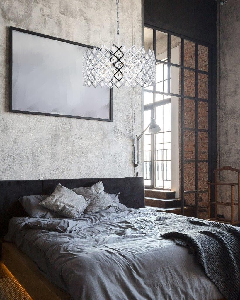 Lyla Modern 5 Light Chrome Crystal Chandelier 21 Inch Round Ceiling Fixture: Lyla Modern 5 Light Chrome Crystal Chandelier 21 Inch Round Ceiling Fixture This modern chandelier features a chrome-plated metal frame adorned with clear crystal and glass accents. Designed to accomm