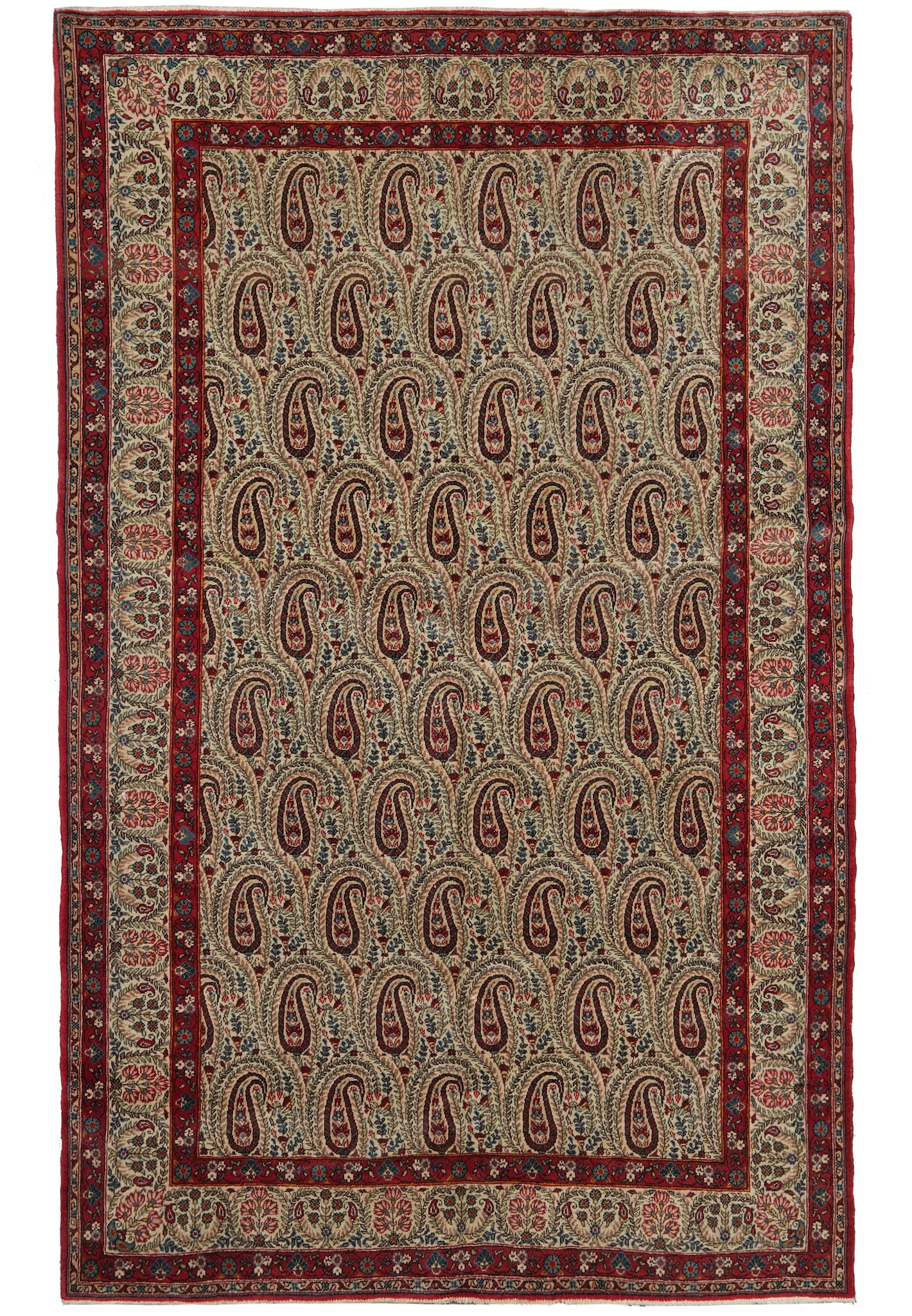 4.6 x 7 Authentic Antique Persian Lavar Paisley Rug 1940s (1 of 11)