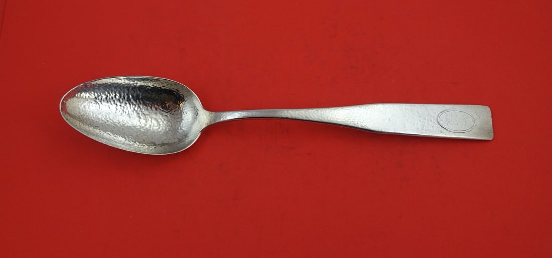 Rare Schofield Elizabeth Tudor Hammered Sterling Silver Serving Spoon 12" (1 of 2)