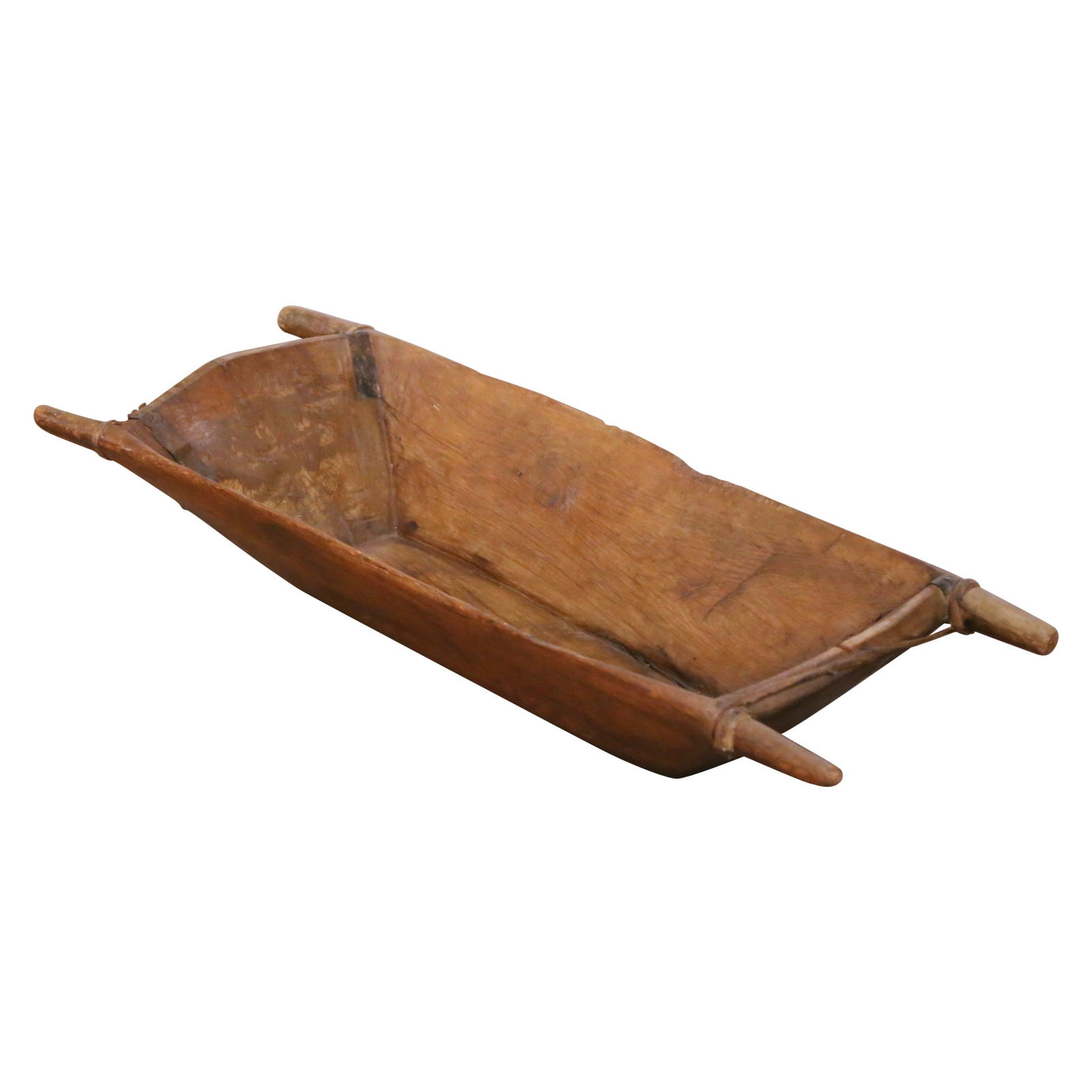 Antique French Elm Bread-Making Bowl with Hand-Carved Handles Circa 1880 (1 of 8)