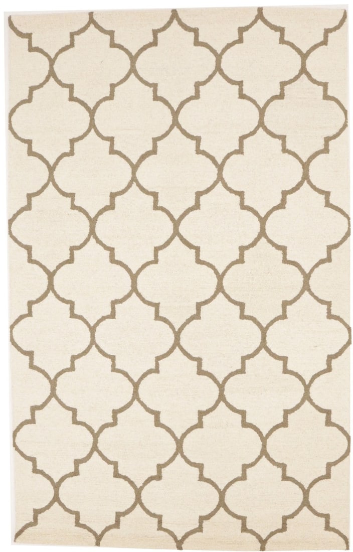 Modern Hand-Tufted 5x8 Trellis Design Wool Rug from India: Modern Hand-Tufted 5x8 Trellis Design Wool Rug from India Enhance your living space with this stunning Trellis Design Foyer Entryway Rug. This modern area rug features a beautiful cream and brown