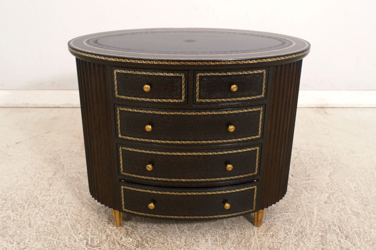 Maitland Smith Oval Leather Wrapped Occasional Chest Brown - 2