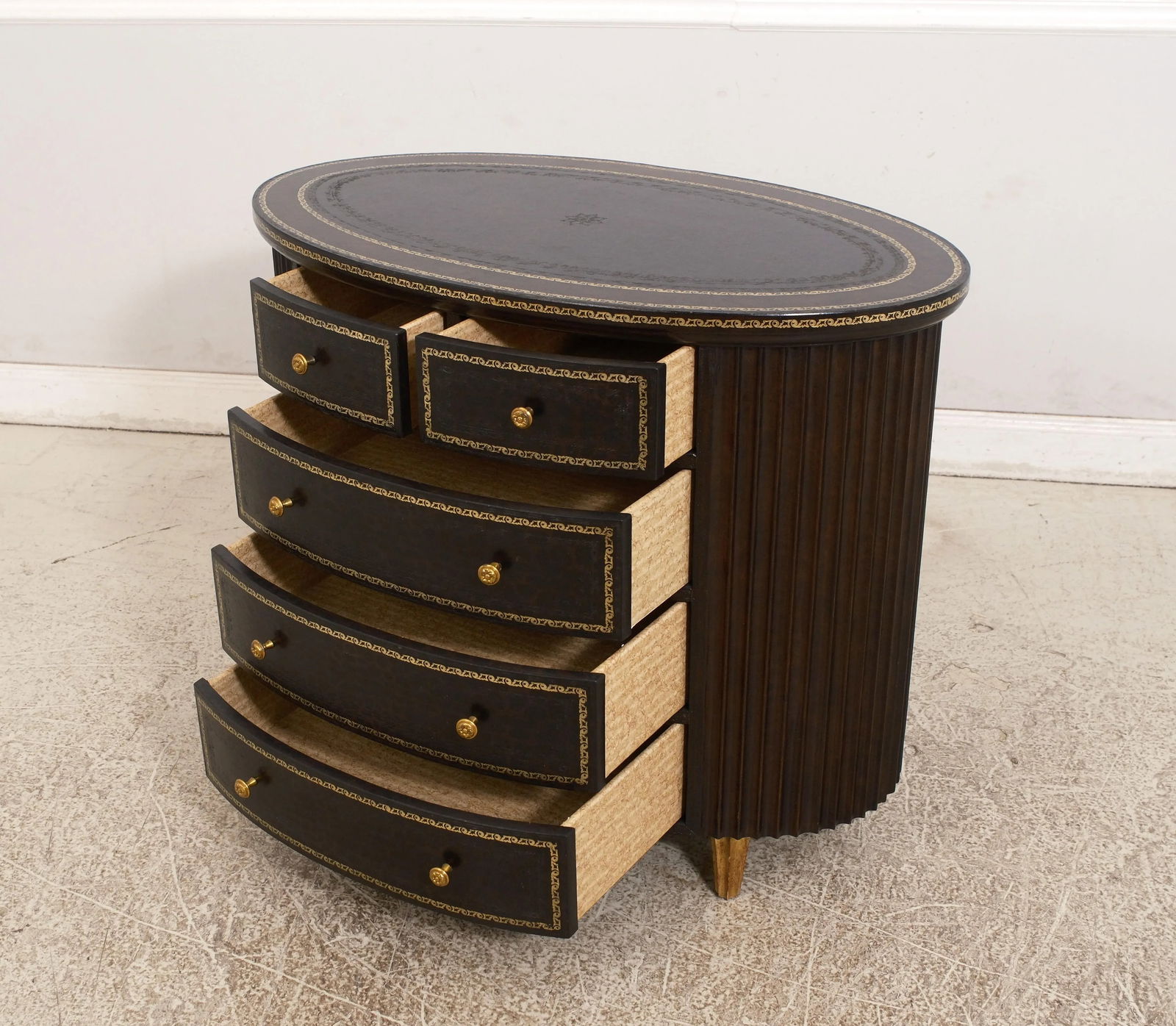 Maitland Smith Oval Leather Wrapped Occasional Chest Brown - 3