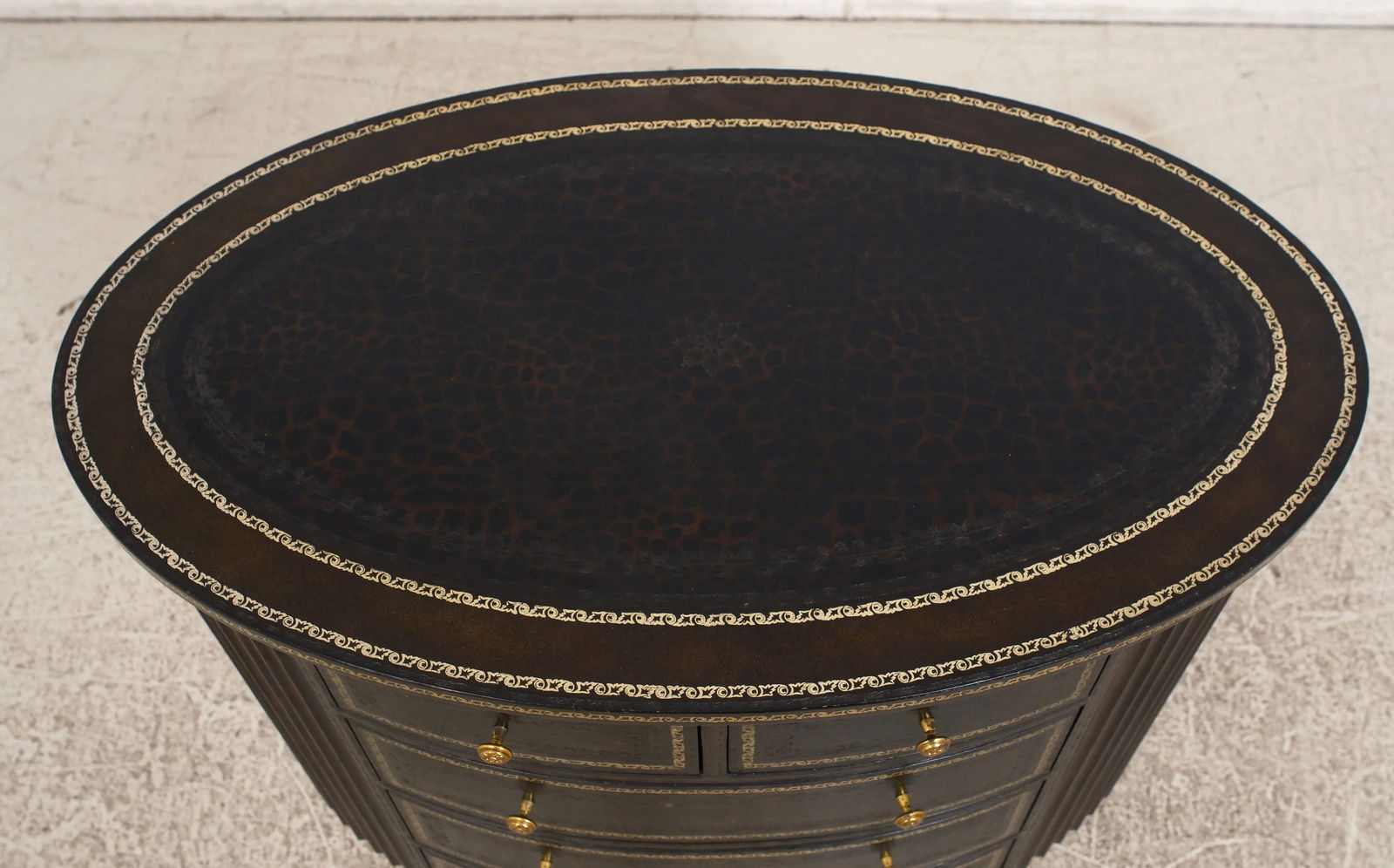 Maitland Smith Oval Leather Wrapped Occasional Chest Brown - 5