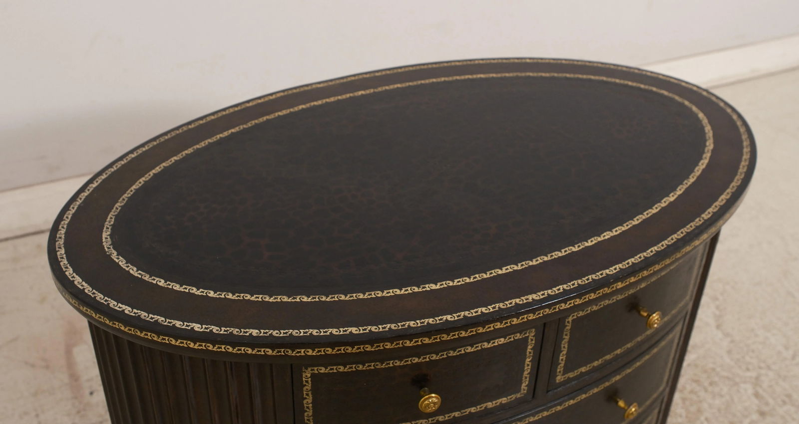 Maitland Smith Oval Leather Wrapped Occasional Chest Brown - 6