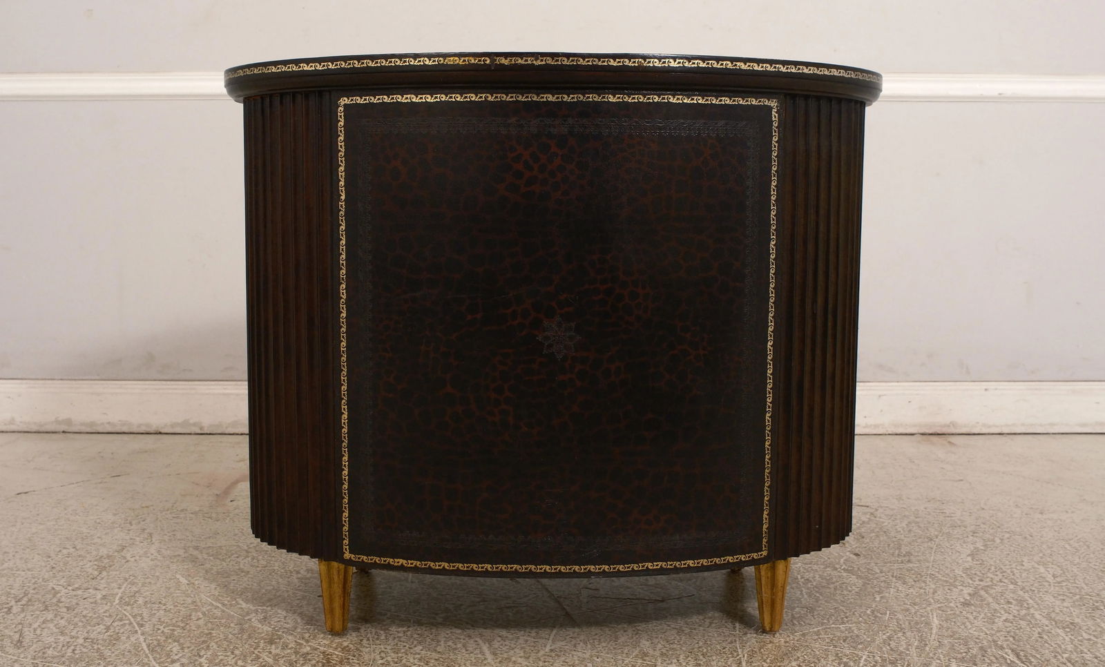 Maitland Smith Oval Leather Wrapped Occasional Chest Brown - 9