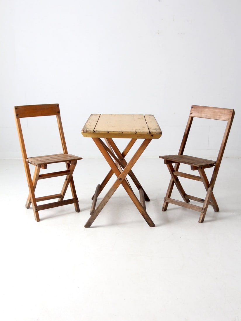 Vintage Van Stokkum Folding Table and 2 Chairs Set from 1930s-1950s (1 of 18)