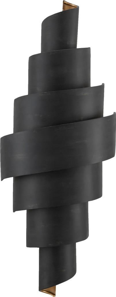 Currey French Black Chiffonade Wall Sconce 2 Bulbs Wrought Iron: Currey French Black Chiffonade Wall Sconce 2 Bulbs Wrought Iron Illuminate your space with this elegant French Black Chiffonade Wall Sconce Light. Crafted from durable wrought iron, this stunning scon