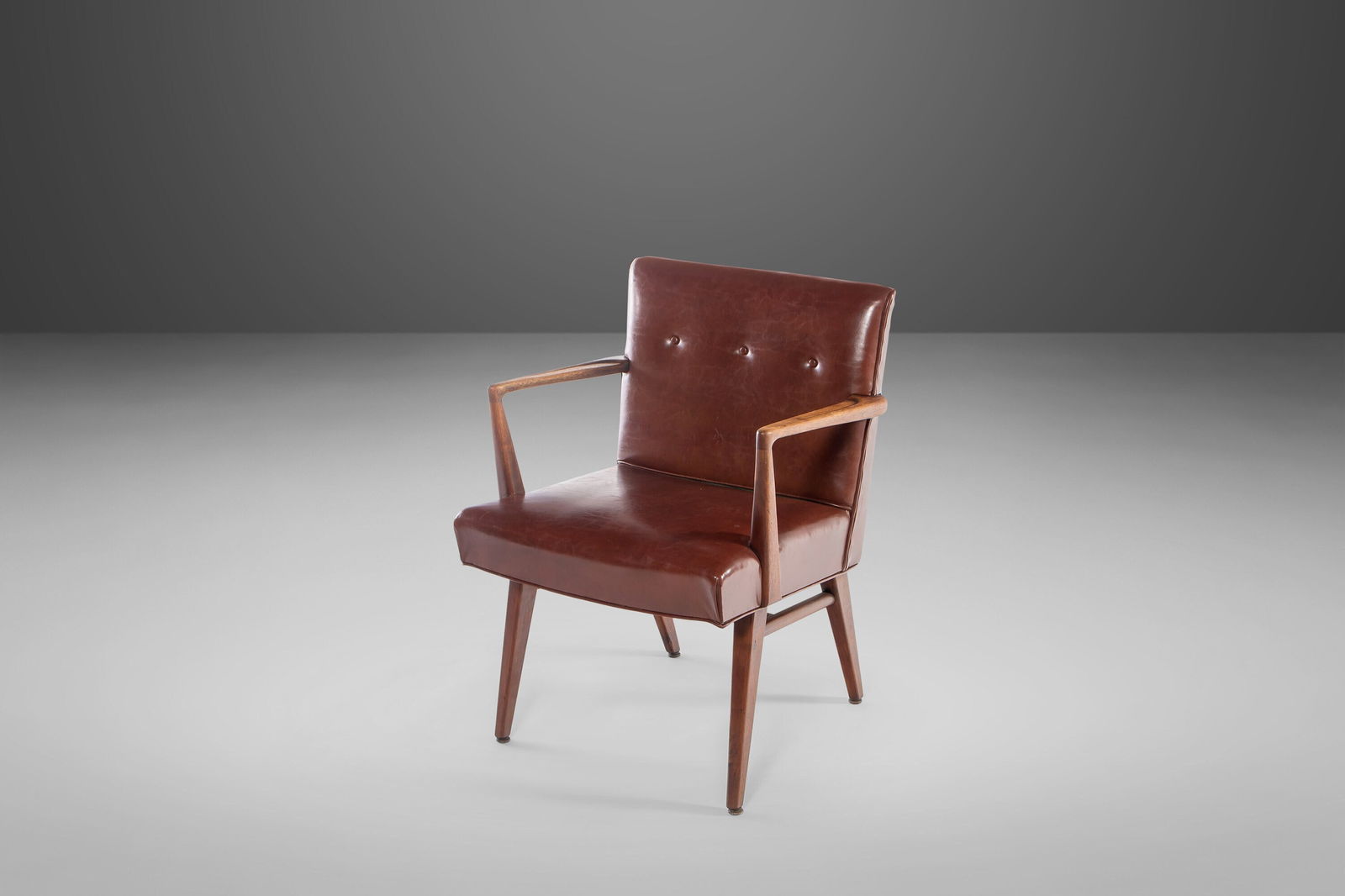 Vintage Jens Risom Model 108 Arm Chair Walnut Naugahyde 1950s (1 of 10)