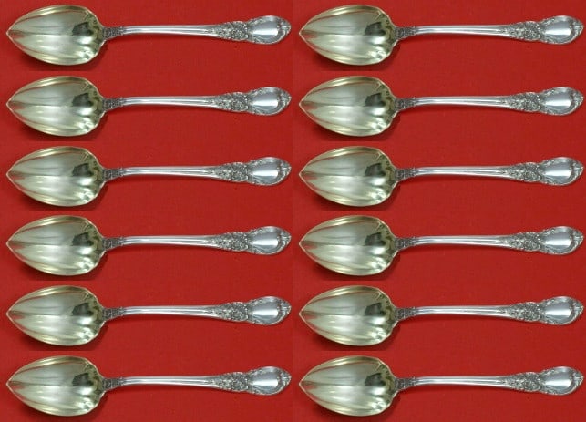 Lunt American Victorian Sterling Silver Grapefruit Spoon Set 12 pcs Fluted (1 of 3)
