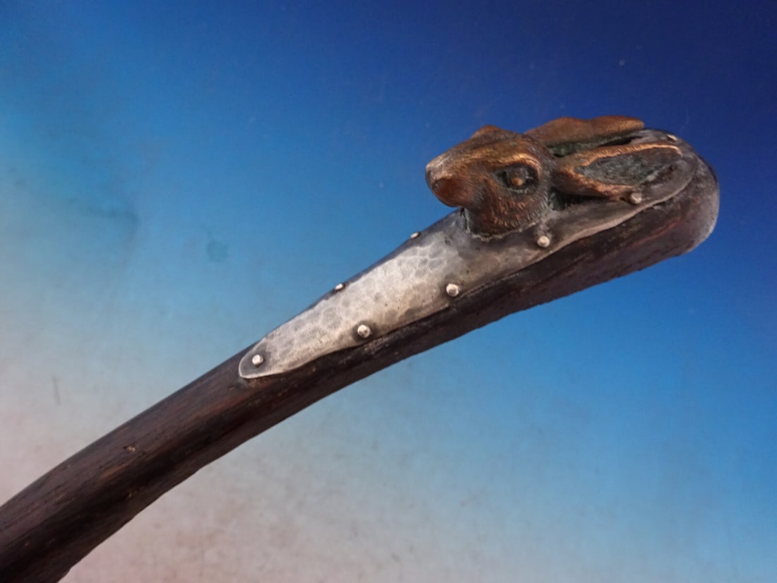 Joseph Heinrichs Sterling Silver Buffet Fork 12.5 Bronze Rabbit Arts & Crafts (1 of 11)