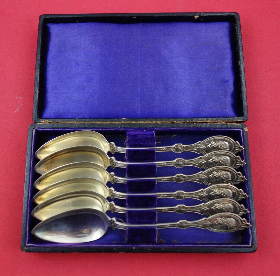 Hotchkiss & Schreuder Medallion Sterling Silver 6pc Soup Spoon Set (1 of 4)