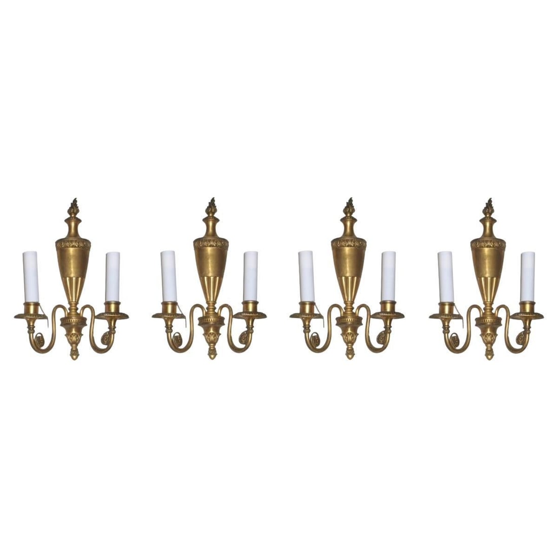 Set of Four Bronze Adam Style Two-Light Sconces Attributed Caldwell (1 of 4)