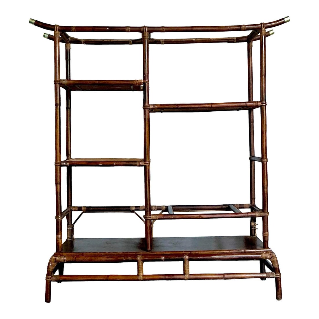 Burnt Bamboo Rattan Pagoda Style Etagere Inspired by John Wisner Design (1 of 10)