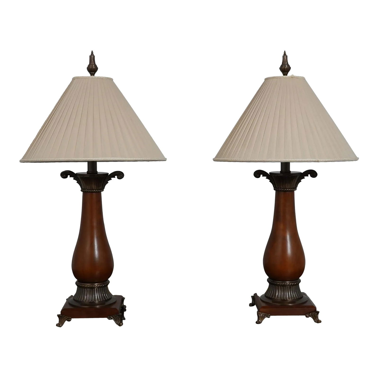 Elegant 1990s Neoclassical Wood Urn Table Lamps Pair (1 of 10)
