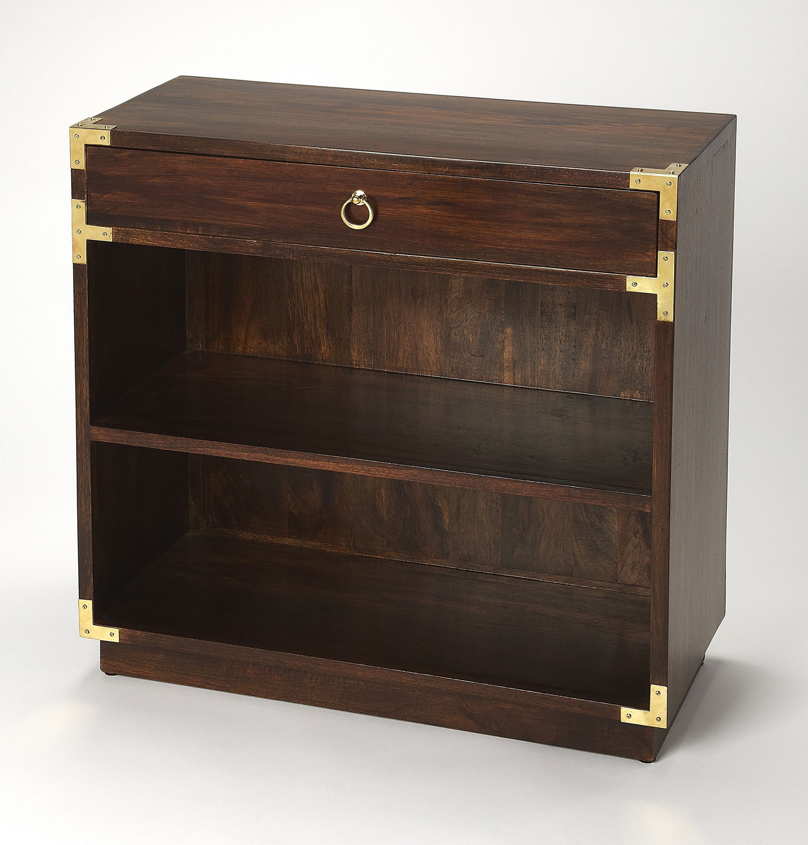 Butler Campaign Style Mango Wood Bookcase with Brass Hardware (1 of 4)