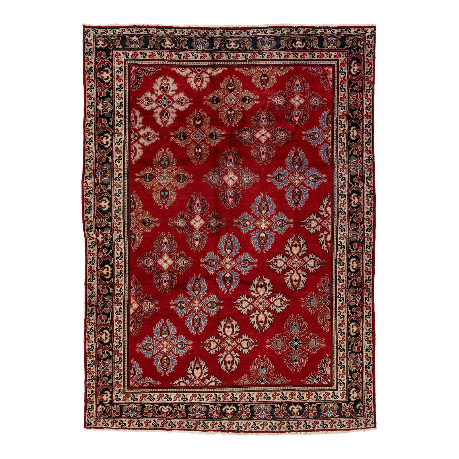 Vintage Handmade Red Persian Wool Rug Kashan 6'9" x 9'5" (1 of 8)