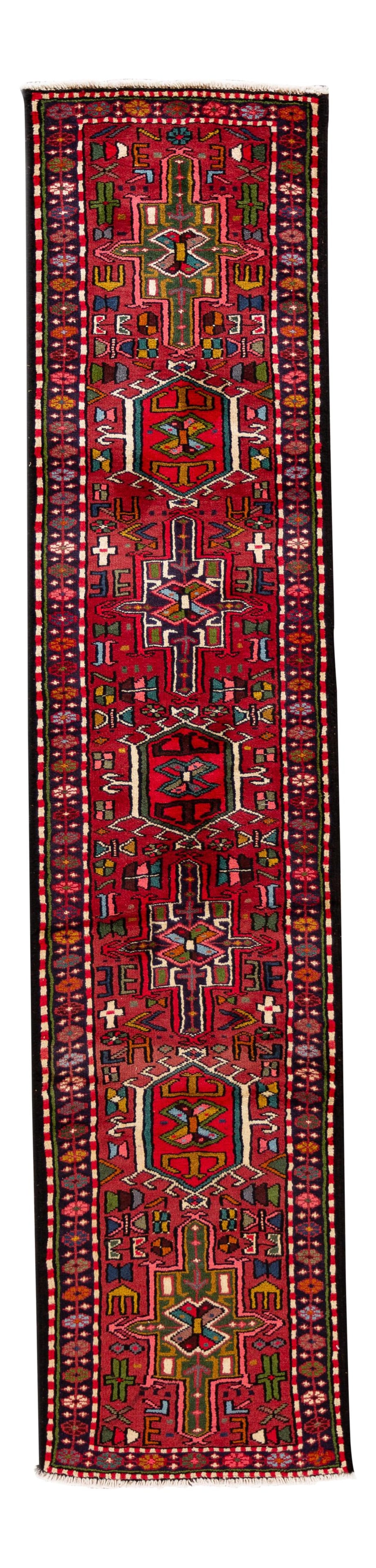 Vintage Persian Heriz Handmade Wool Runner 2'1" x 9'1" Red (1 of 10)