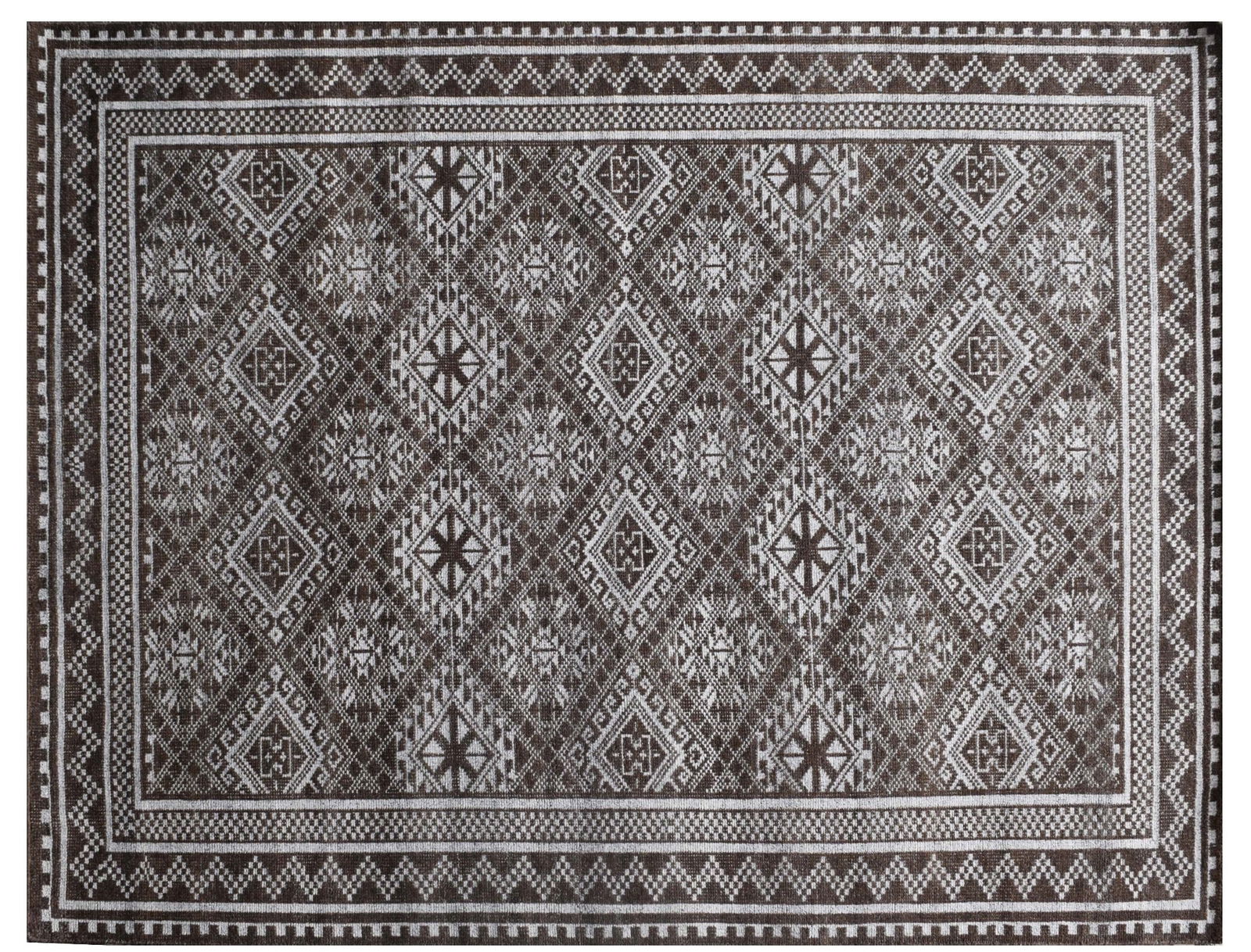 Gray Modern Handmade Rug 7'10 x 9'10 Contemporary Area Carpet (1 of 6)