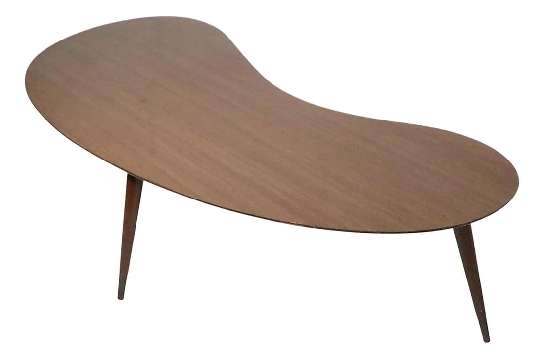 Mid Century Boomerang Amoeba Coffee Table Faux Wood Grain (1 of 7)