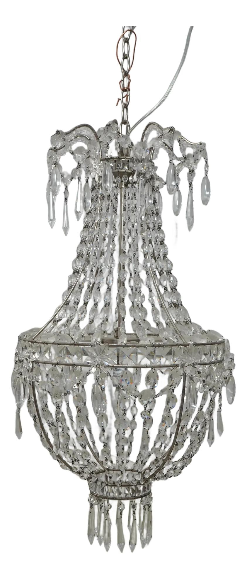 Elegant Venetian Crystal Prism Silver Chandelier 17x17x36 (1 of 8)