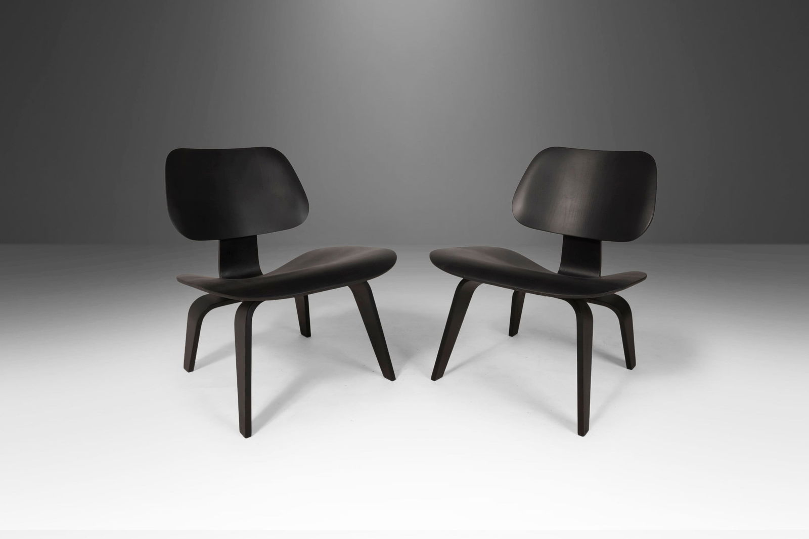 Limited Edition Set of 2 Ebonized LCW Lounge Chairs by Eames (1 of 10)