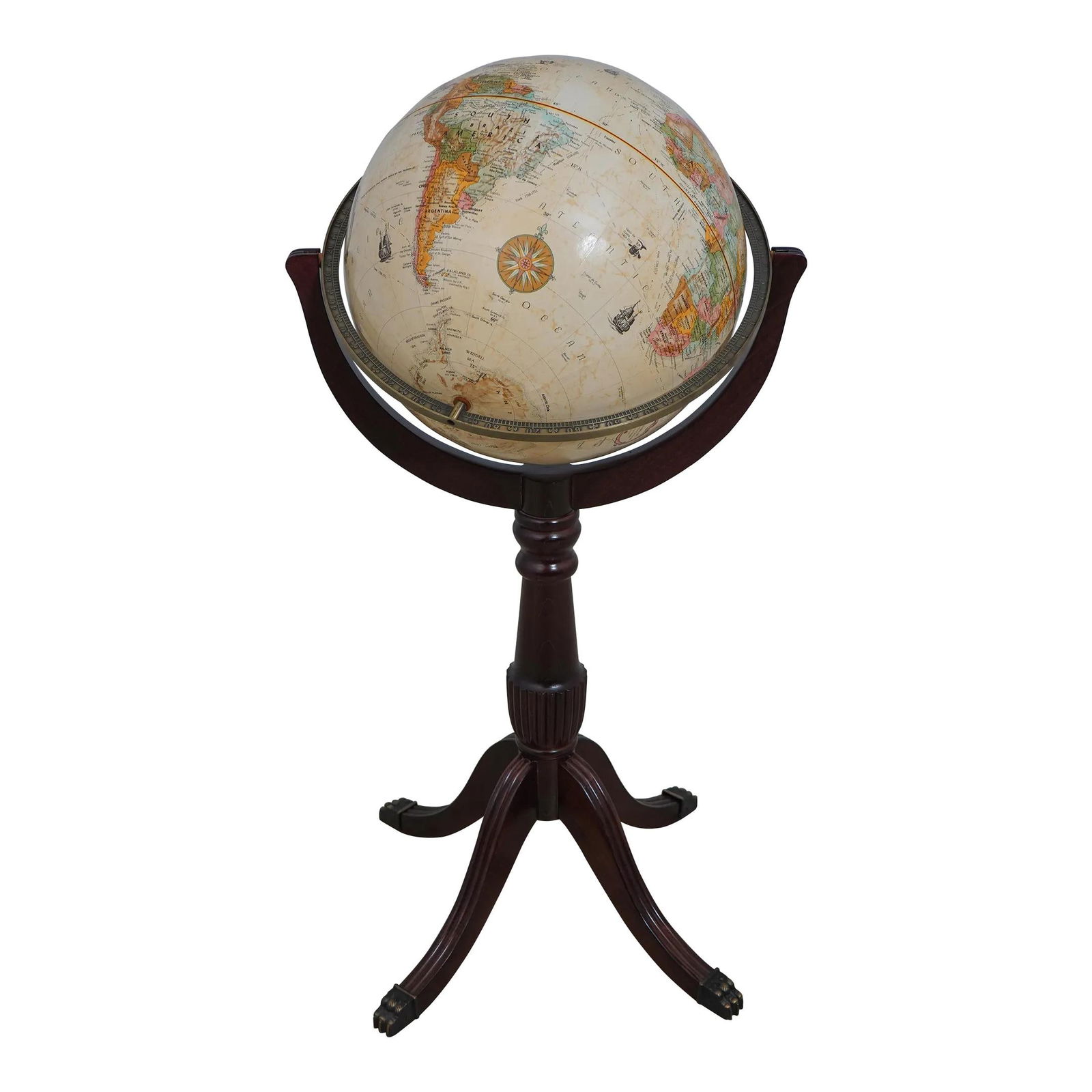 Replogle Wood Revolving Globe Stand with Duncan Phyfe Pedestal (1 of 10)