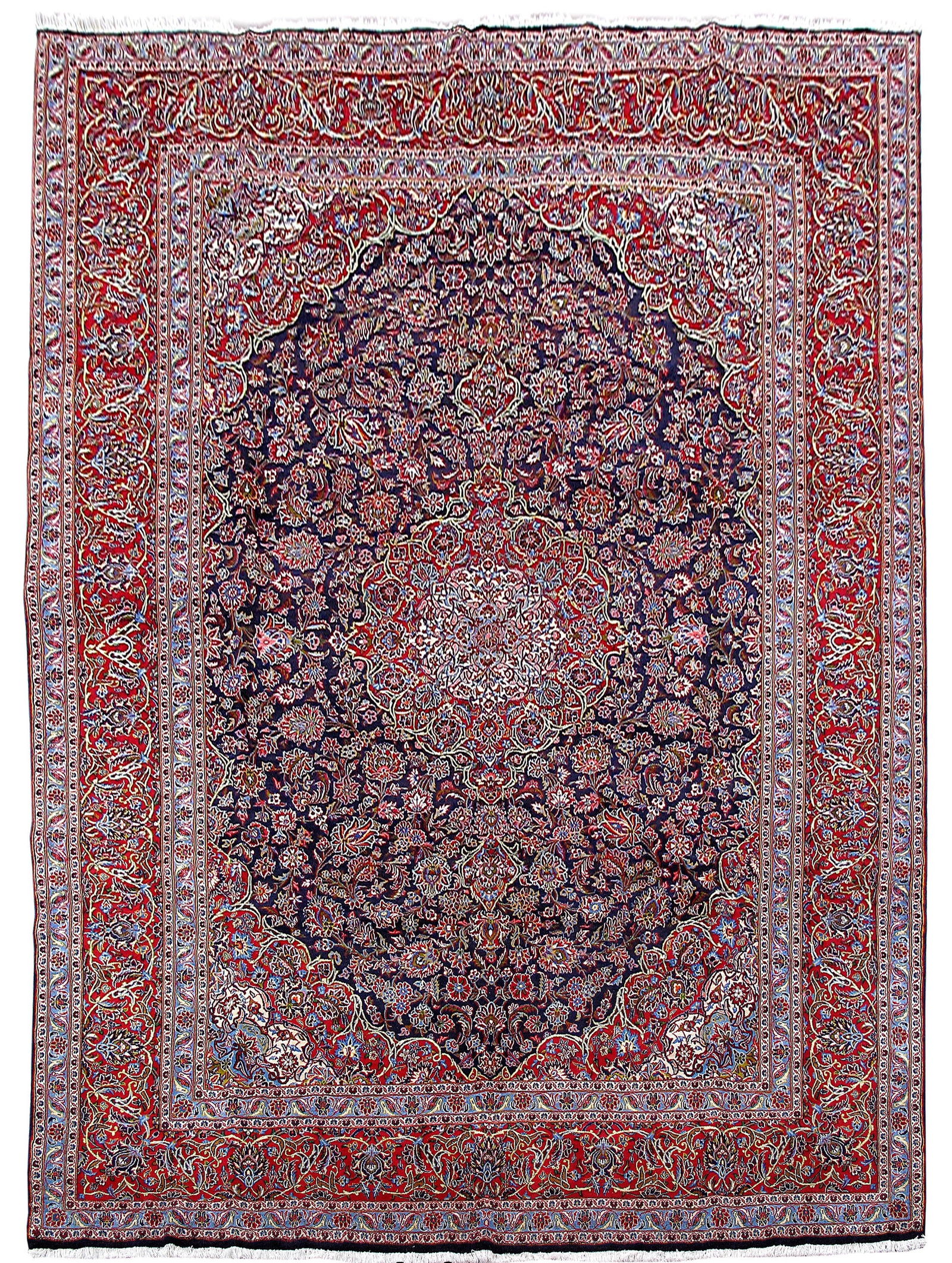 Handcrafted Navy Blue Persian Kashan Area Rug 9'10 x 13'11: Handcrafted Navy Blue Persian Kashan Area Rug 9'10 x 13'11 Free continental US Shipping This exquisite area rug measures 9' 10" x 13' 11" and showcases the artistry of Persian craftsmanship. Handcraft