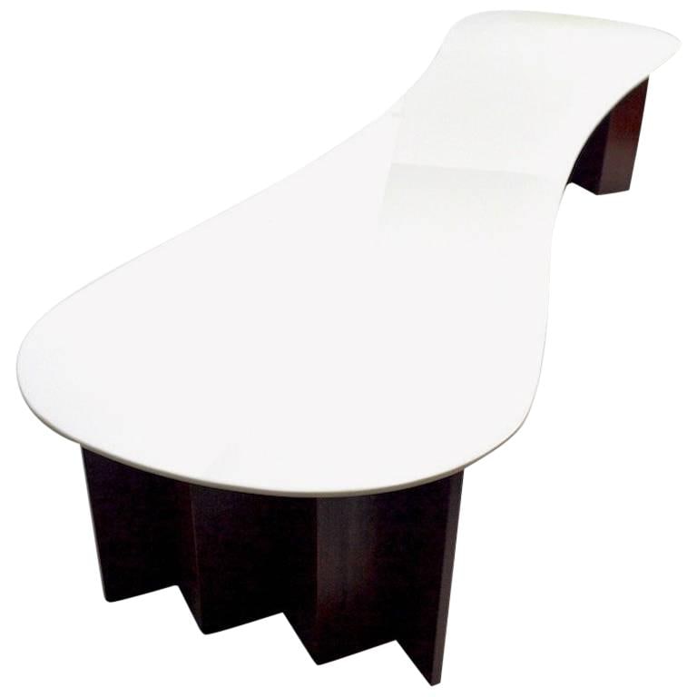 Chic Extra Long Hourglass Coffee Table White Glass Top (1 of 7)