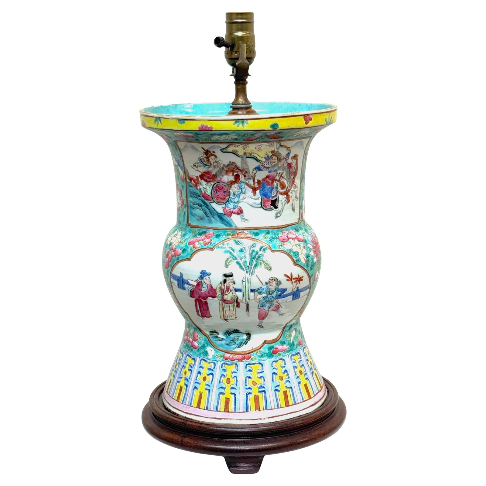 19th Century Chinese Famille Rose Gu-Form Vase Lamp (1 of 18)