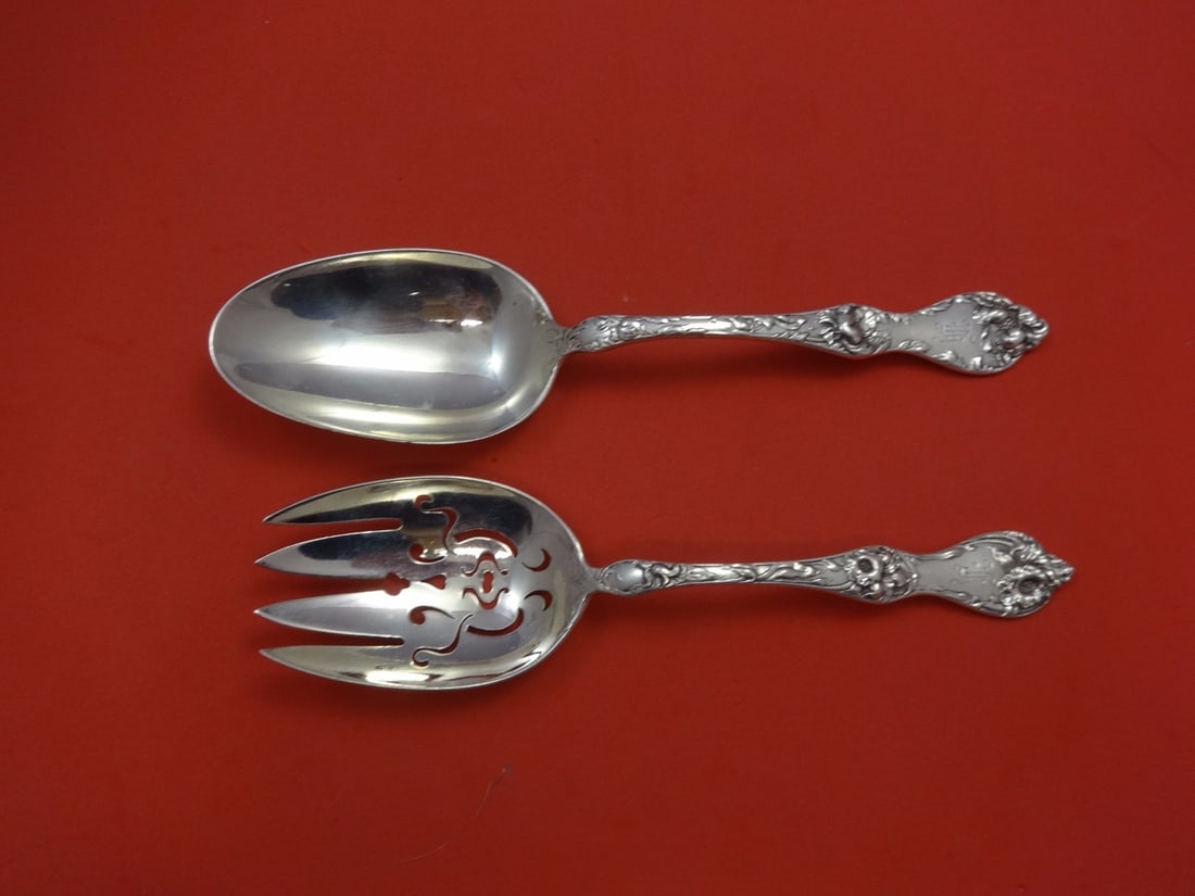 Reed & Barton Les Cinq Fleurs Sterling Silver Salad Serving Set 2pc 8 3/4" (1 of 1)