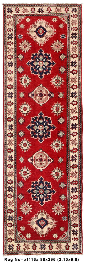 Handmade Wool Kazak Runner Rug 2.11 x 9.9 Feet Premium Quality (1 of 8)