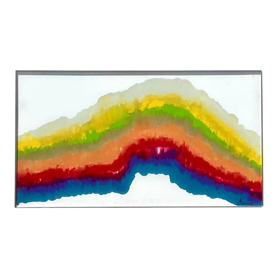 Mid Century Canvas Artwork Exploring Vibrant Geometric Color Combinations: Mid Century Canvas Artwork Exploring Vibrant Geometric Color Combinations This vintage abstract color study painting showcases a dynamic interplay of vibrant hues and geometric shapes. The artist empl