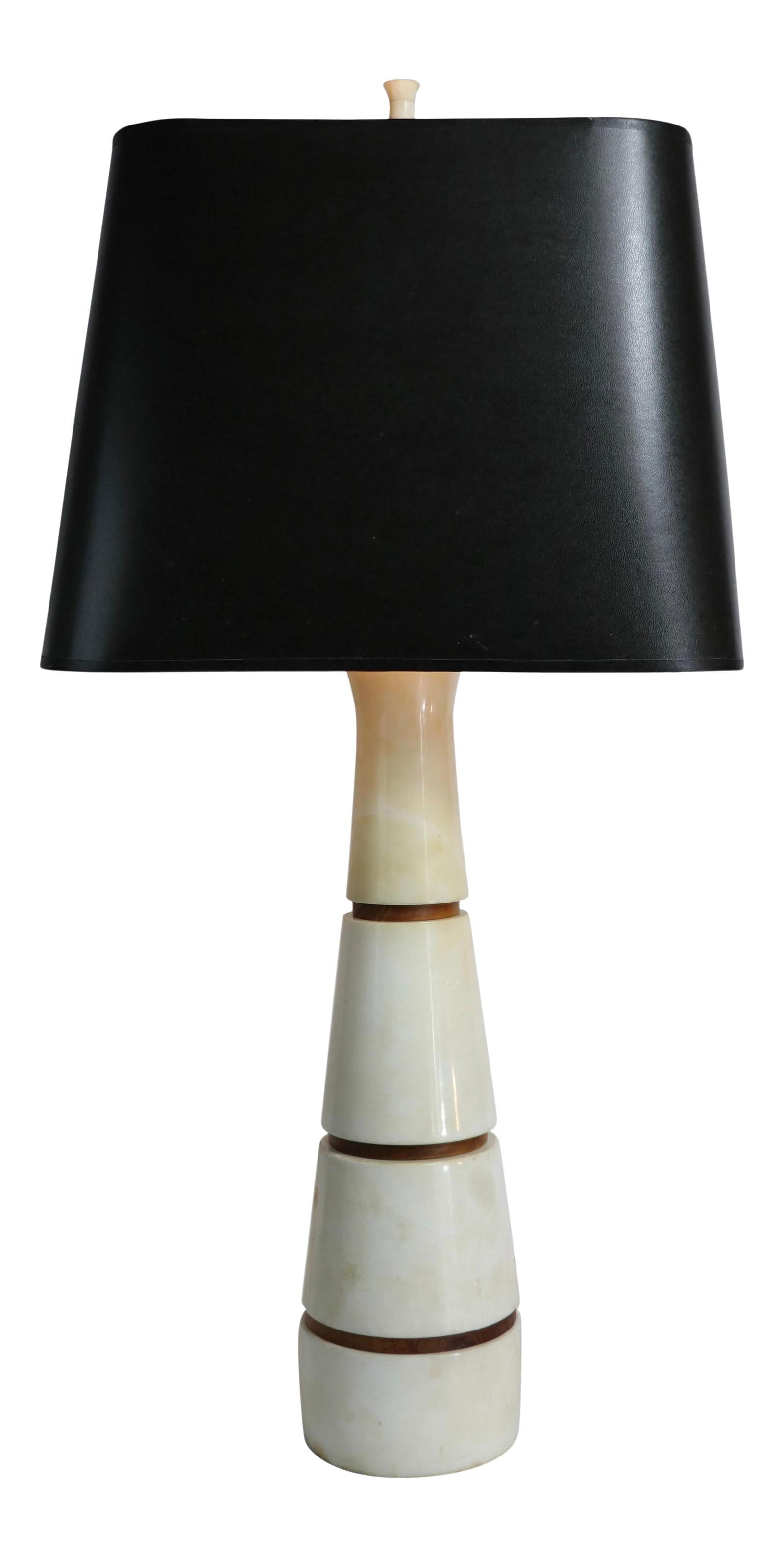 Italian Modernist Alabaster Wood Table Lamp SG Made in Italy (1 of 10)