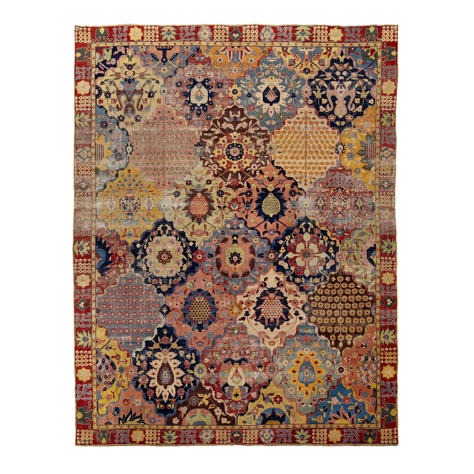 Vintage Persian Tabriz Wool Rug Multicolor Floral 9'9 x 12'9: Vintage Persian Tabriz Wool Rug Multicolor Floral 9'9 x 12'9 Discover the elegance of this antique Persian Tabriz wool rug, meticulously handcrafted to feature a captivating all-over floral design set