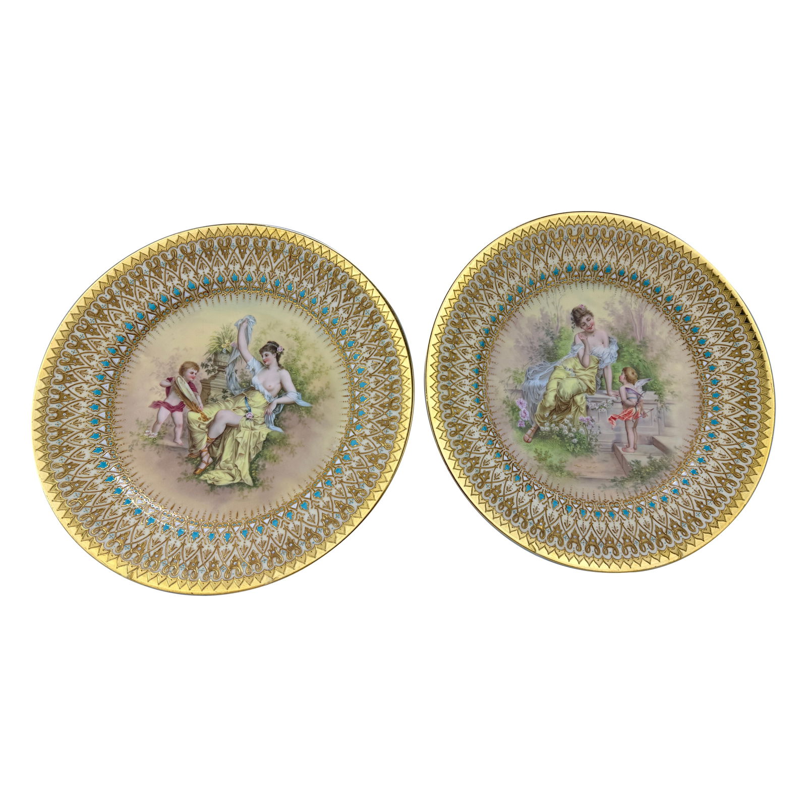 Set of Two Royal Vienna Porcelain Labors of Cupid 9.5 Inch Plates (1 of 7)