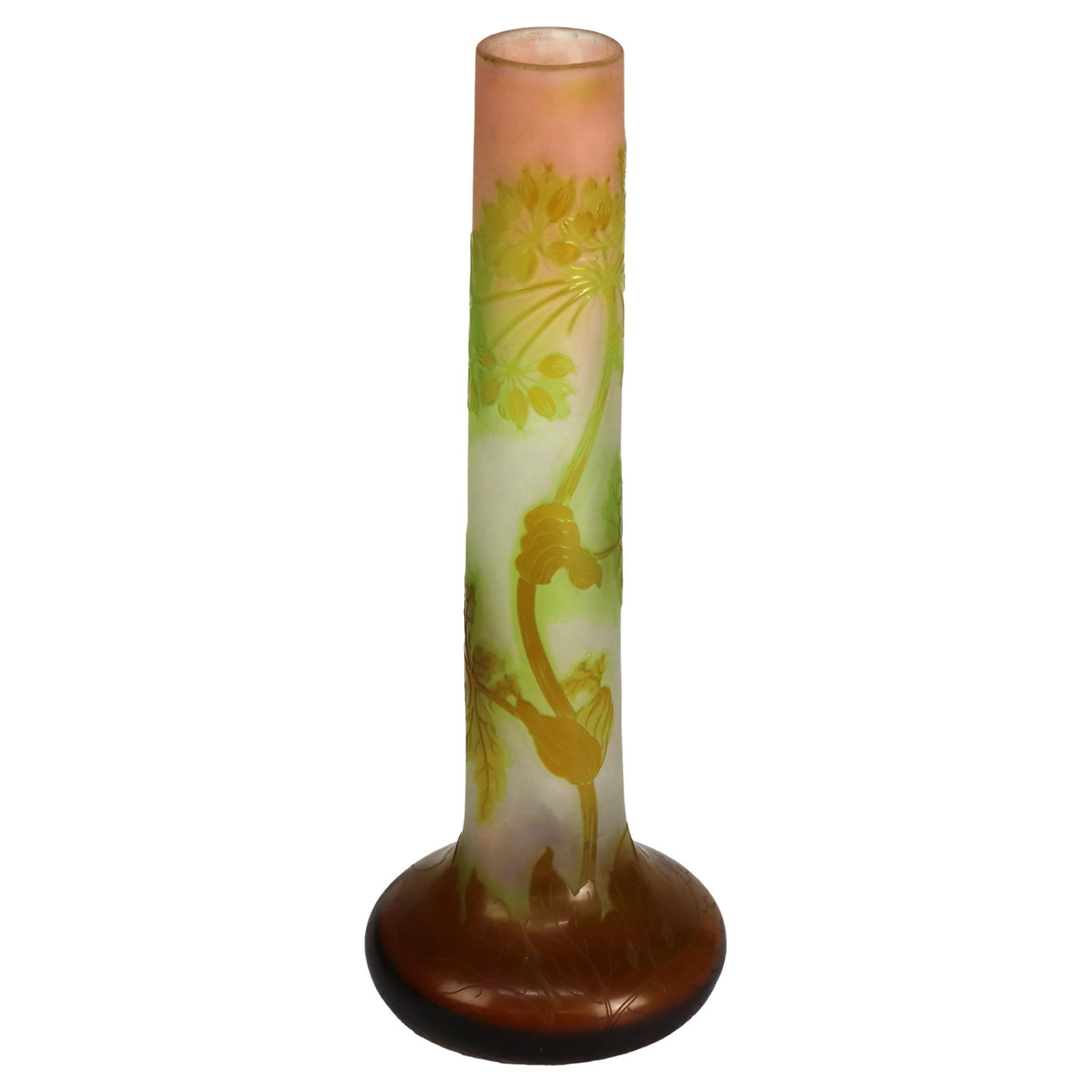 Early 20th Century Cameo Glass Vase with Art Nouveau Floral Motif (1 of 9)