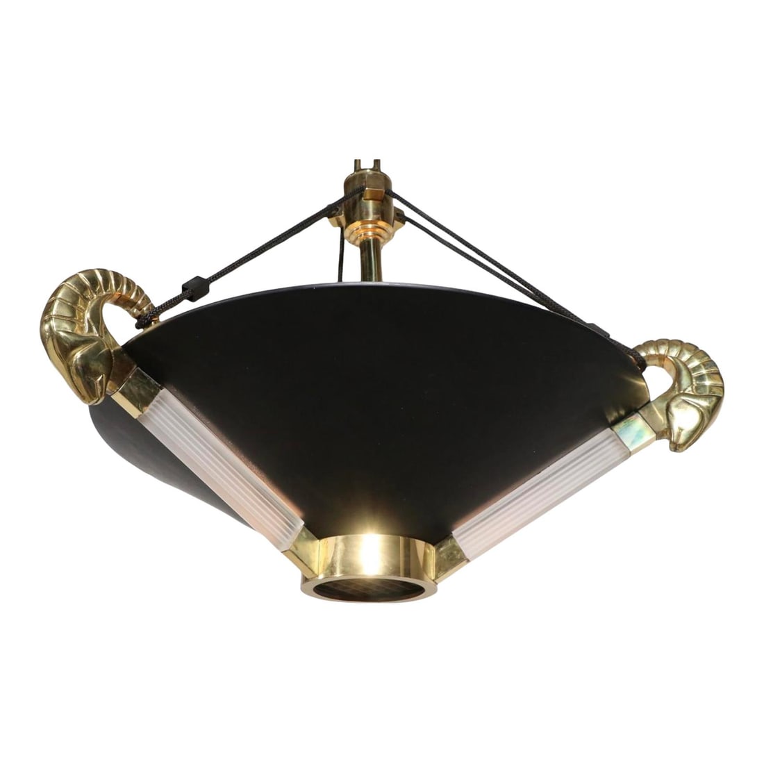 1980s Nulco Hollywood Regency Chandelier Black Cone Art Deco Revival: 1980s Nulco Hollywood Regency Chandelier Black Cone Art Deco Revival This stunning 1980's Hollywood Regency chandelier showcases a spectacular Art Deco Revival design. It features a distinctive black